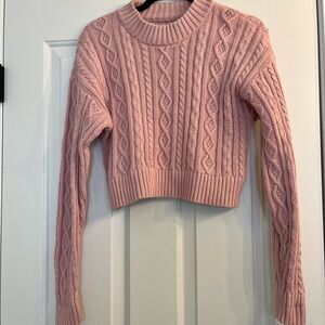 LoveShackFancy Pink Cable Knit Sweater